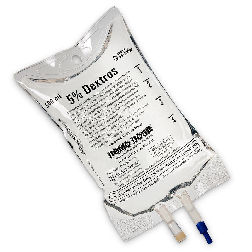 Demo Dose® Simulated IV Fluid - 5% Dextrose - 500 ml